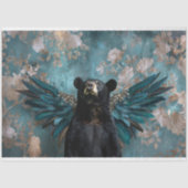 Whimsical Black Vintage Floral Bear Decoupage Seidenpapier (Vorderseite)