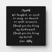 Whimsical Black White Bridesmaid Thank You Poem Fotoplatte (Vorderseite)