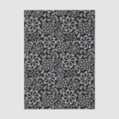Whimsical Black White Spiral Flower Leafs Pattern Seidenpapier (Vorderseite)