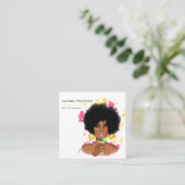 Whimsical Black Woman Square Business Card Quadratische Visitenkarte (Stehend Vorderseite)