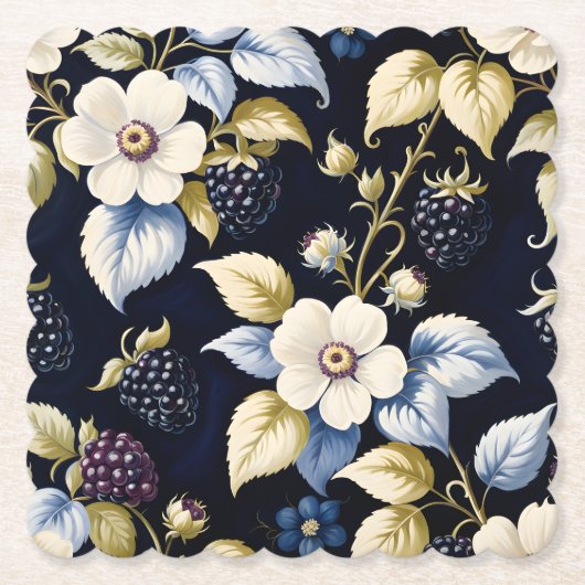 Whimsical Blackberry Botanicals Untersetzer (Vorderseite)