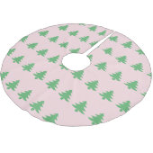 Whimsical Blassrosa und grüne Weihnachtsbäume Polyester Weihnachtsbaumdecke (Schrägansicht)