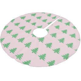 Whimsical Blassrosa und grüne Weihnachtsbäume Polyester Weihnachtsbaumdecke