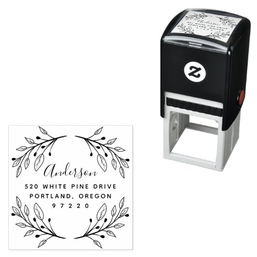 Whimsical Blätter Rücksendeadresse Permastempel (Beispiel)
