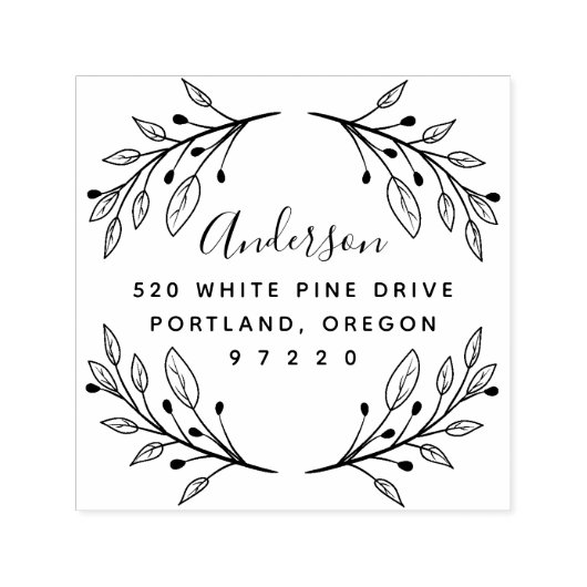 Whimsical Blätter Rücksendeadresse Permastempel (Design)