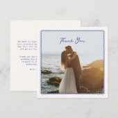 Whimsical, blaue Hand gezeichnet Hochzeit danke Ih (Vorne/Hinten)