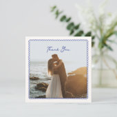 Whimsical, blaue Hand gezeichnet Hochzeit danke Ih (Stehend Vorderseite)