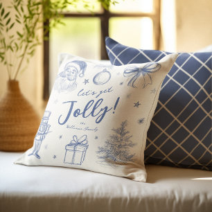 Whimsical Blaue Vintage-Weihnachtsfeier Kissen
