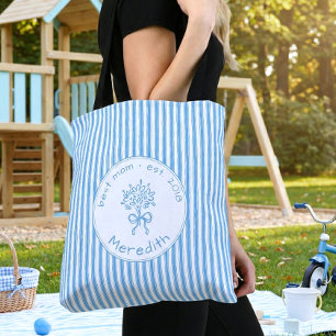 Whimsical Blaue Weiße Streifen Preppy Mom Etablier Tasche
