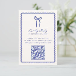 Whimsical, blauer handgezeichneter Hochzeitungs-QR RSVP Karte