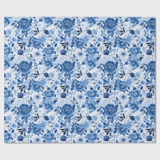 Whimsical Bliss: Blau und Weiß Geschenkpapier (Flach)