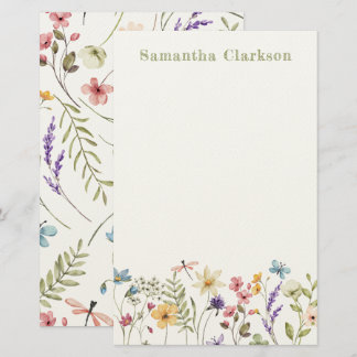 Whimsical Bloom Colorful Spring Wildflower Pattern Briefpapier