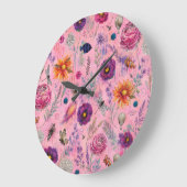 Whimsical Bloom Garten Große Wanduhr (Winkel)