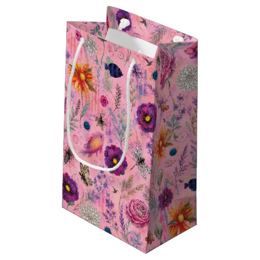 Whimsical Bloom Garten Kleine Geschenktüte (Rückseite Schrägansicht)