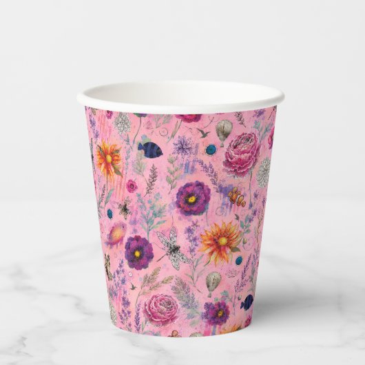 Whimsical Bloom Garten Pappbecher (Vorderseite)