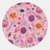 Whimsical Bloom Garten Runder Aufkleber (Vorderseite)