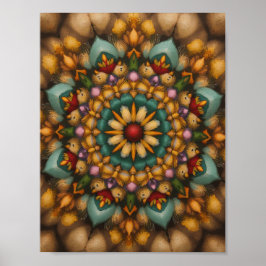 Whimsical Bloom Mandala - Natur Inspiriert Wall Ar Poster