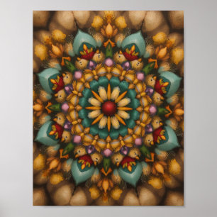 Whimsical Bloom Mandala - Natur Inspiriert Wall Ar Poster