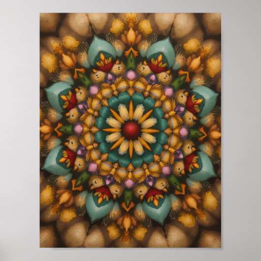 Whimsical Bloom Mandala - Natur Inspiriert Wall Ar Poster (Vorne)