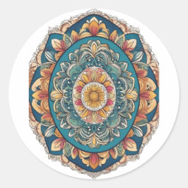 Whimsical Bloom Mandala - von Natur Inspiriert Runder Aufkleber
