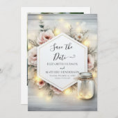 Whimsical Bloom Mason Jar Wedding Save The Date (Vorne/Hinten)