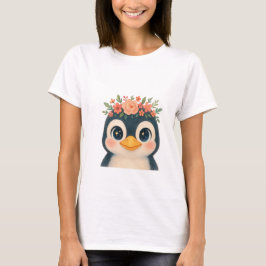 Whimsical Bloom Penguin T-Shirt