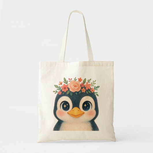 Whimsical Bloom Penguin Tragetasche (Vorne)