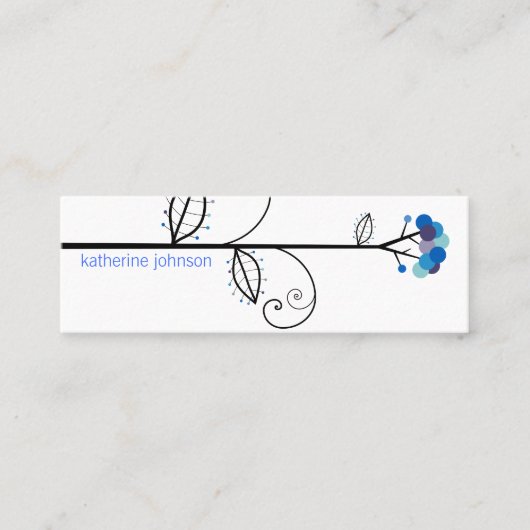 Whimsical Bloom Tree Azure Blauer Punkte farbenfro Mini Visitenkarte (Vorderseite)