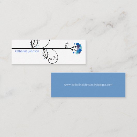 Whimsical Bloom Tree Azure Blauer Punkte farbenfro Mini Visitenkarte (Vorne/Hinten)