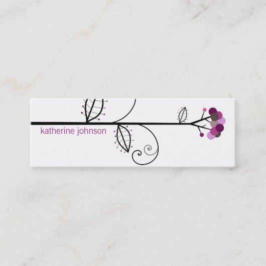 Whimsical Bloom Tree Plum Lila Punkte farbig Mini Visitenkarte (Vorderseite)