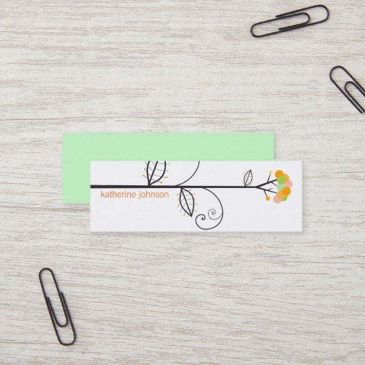 Whimsical Bloom Tree Yellow Citrus Punkte farbenfr Mini Visitenkarte (Vorderseite/Rückseite Beispiel)