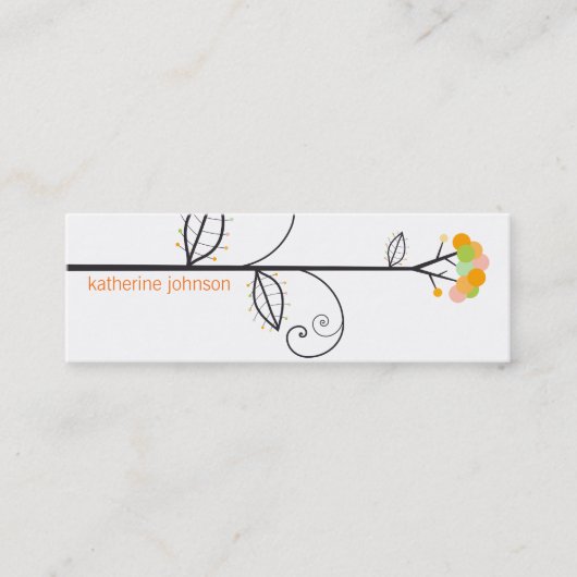 Whimsical Bloom Tree Yellow Citrus Punkte farbenfr Mini Visitenkarte (Vorderseite)