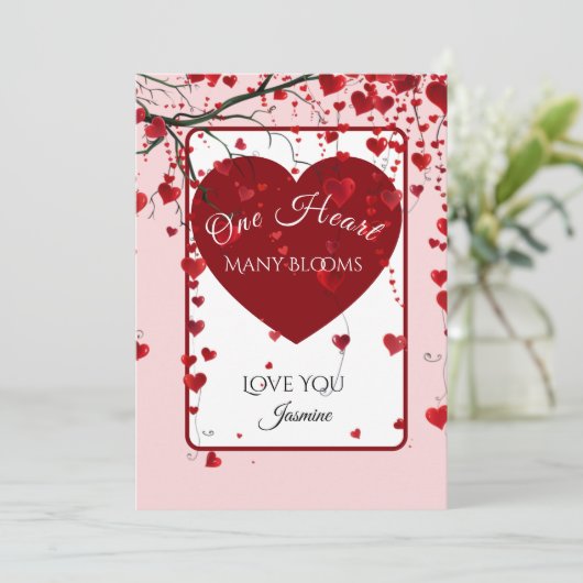 Whimsical Blooming Hearts Valentine (Stehend Vorderseite)