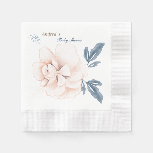 Whimsical Blooms: Elegante Watercolor Babydusche Serviette (Vorderseite)