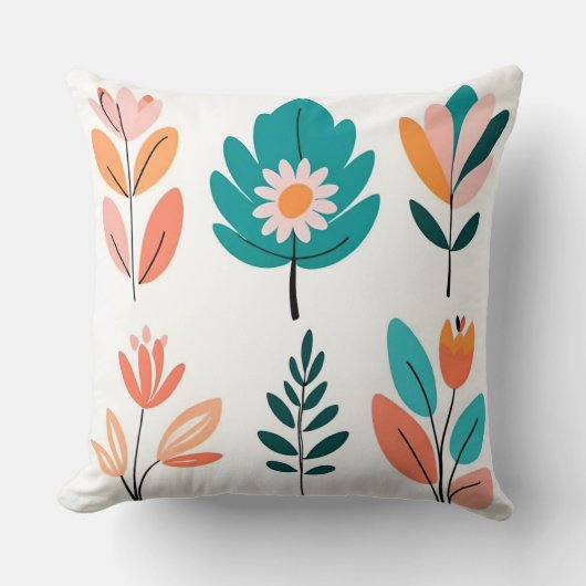 "Whimsical Blooms: HandGezeichnet Boho Pillow Coll Kissen (Vorderseite)