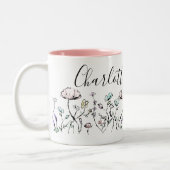 Whimsical Blooms of Beauty Botanical Wild Blume Zweifarbige Tasse (Links)