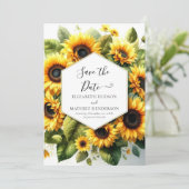 Whimsical Blooms Sunflower Wedding Save The Date (Stehend Vorderseite)