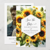 Whimsical Blooms Sunflower Wedding Save The Date (Vorne/Hinten)