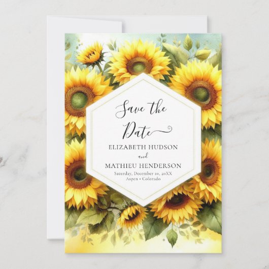 Whimsical Blooms Sunflower Wedding Save The Date (Vorderseite)