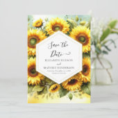 Whimsical Blooms Sunflower Wedding Save The Date (Stehend Vorderseite)
