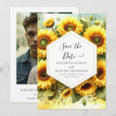 Whimsical Blooms Sunflower Wedding Save The Date (Vorne/Hinten)