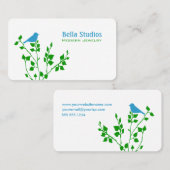 Whimsical Blue and Green Bird Nature Designer Visitenkarte (Vorne/Hinten)