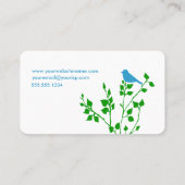 Whimsical Blue and Green Bird Nature Designer Visitenkarte (Rückseite)