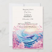 Whimsical Blue and Pink Whale Art Einladung (Vorderseite)