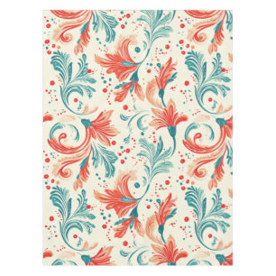 Whimsical Blue and Red Paisley Leaf Muster Tischdecke