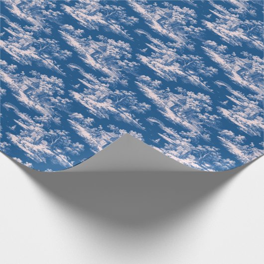 Whimsical Blue and White Countryside Scene Geschenkpapier (Ecke)