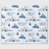 Whimsical Blue and White Mouse Village Geschenkpapier (Flach)