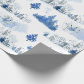 Whimsical Blue and White Mouse Village Geschenkpapier (Ecke)