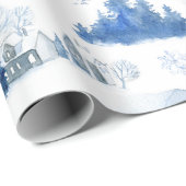 Whimsical Blue and White Mouse Village Geschenkpapier (Rolleneckpunkt)