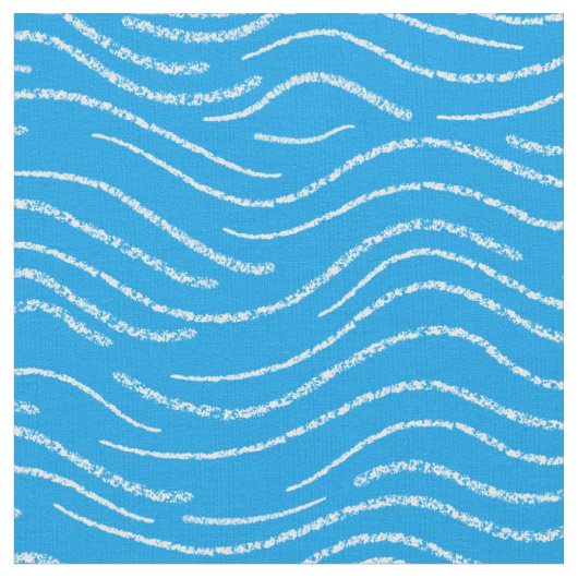 Whimsical Blue and White Wavy Striping Scribbles Stoff (Nahaufnahme)